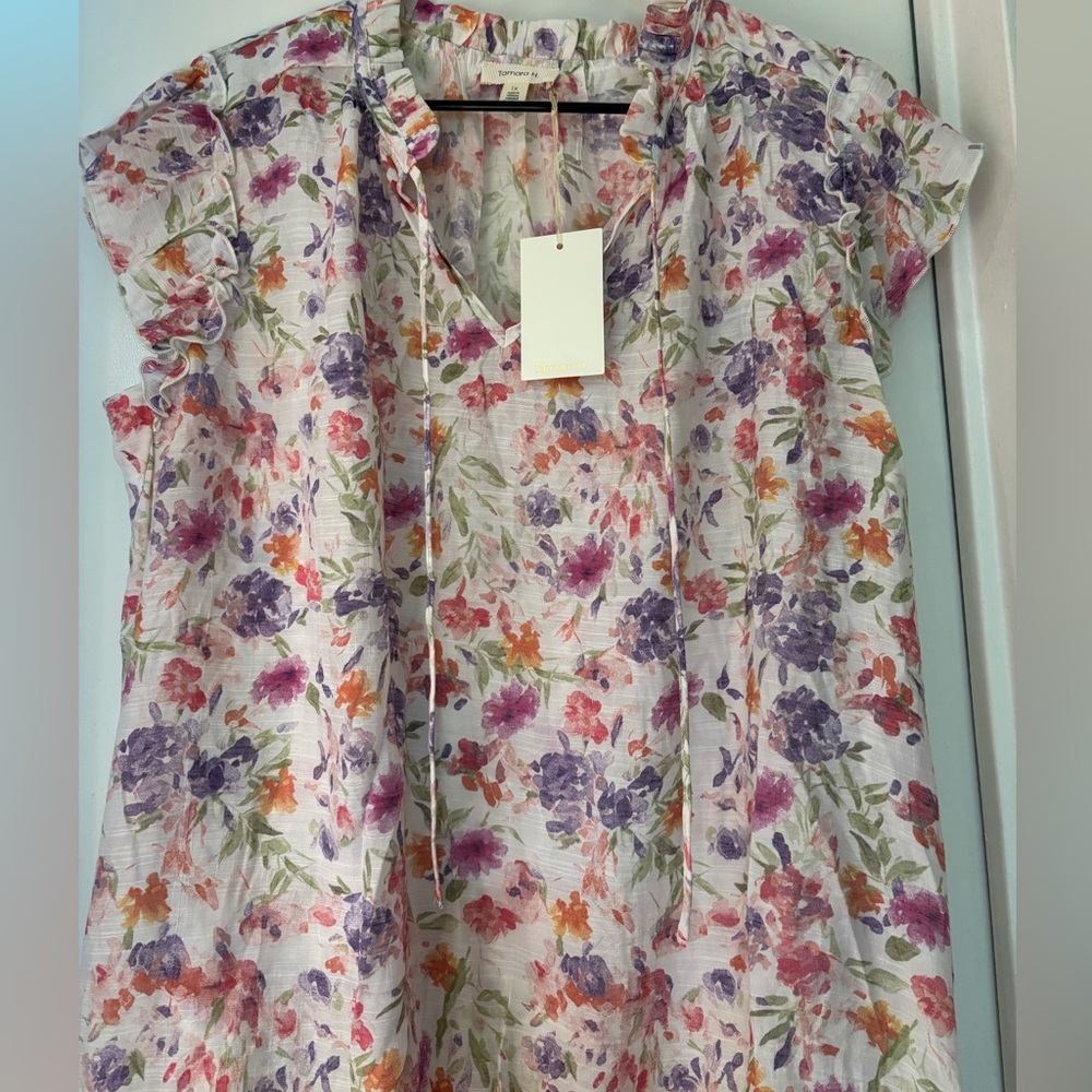 Tamara H Floral Print Women's Top NWT 1X
